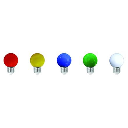 LOT 5 Sphériques LED 1W E27 IP20 Couleurs panachées (Rouge/ Vert/ Jaune/ Bleu / Blanc)